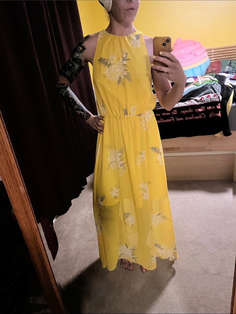 a new day Yellow Floral Halter Maxi Dress